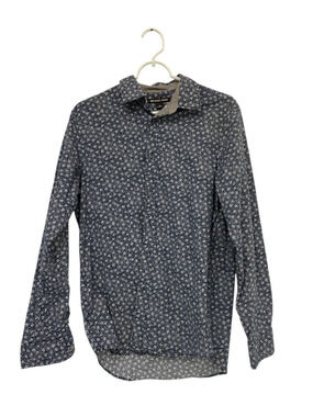 Michael Kors Button Up Shirt Mens M Classic Fit Long Sleeve Blue Floral Print
